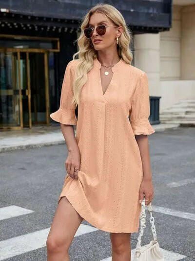 Florira Eyelet Flounce Sleeve Mini Dress - Everclothed™