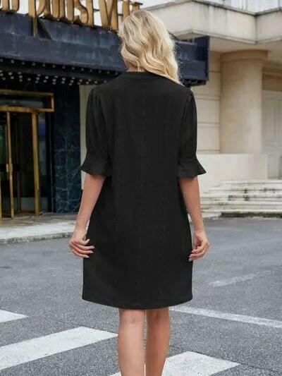 Florira Eyelet Flounce Sleeve Mini Dress.