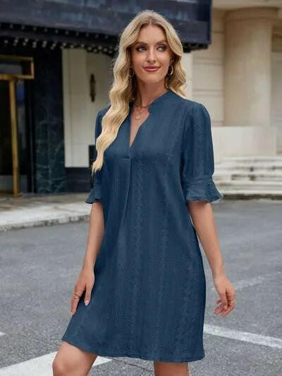 Florira Eyelet Flounce Sleeve Mini Dress - Everclothed™