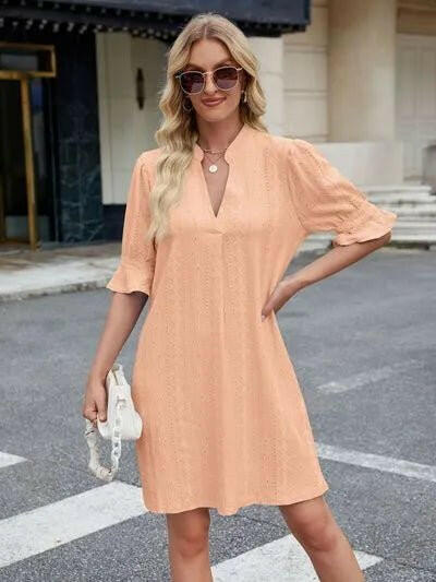 Florira Eyelet Flounce Sleeve Mini Dress - Everclothed™