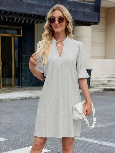 Florira Eyelet Flounce Sleeve Mini Dress - Everclothed™