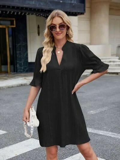 Florira Eyelet Flounce Sleeve Mini Dress.