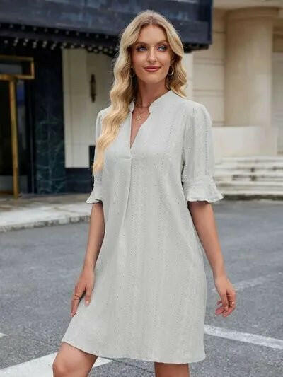 Florira Eyelet Flounce Sleeve Mini Dress - Everclothed™