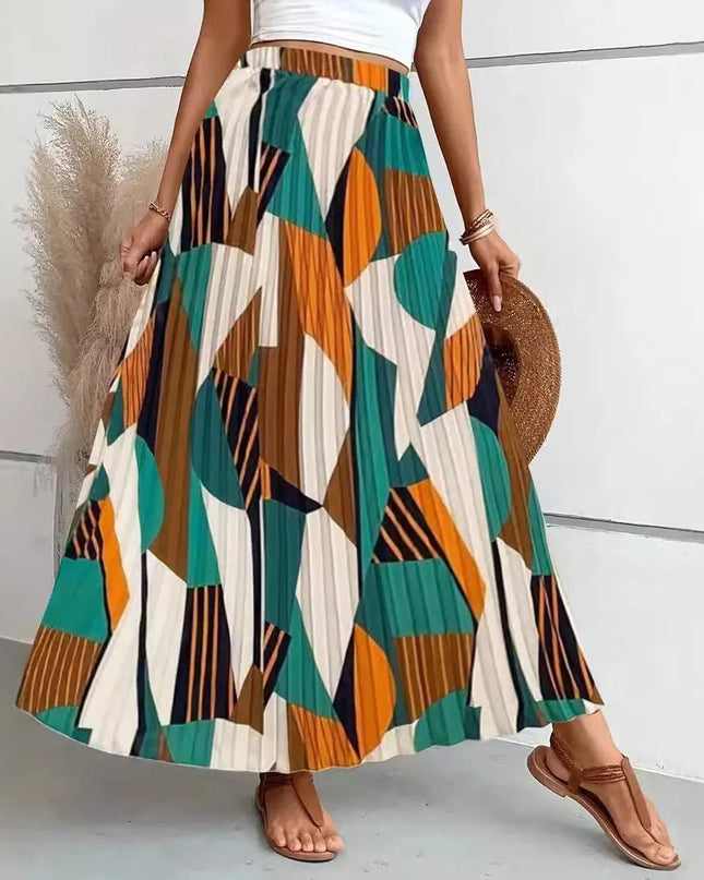 Flowy A Line Print Skirt.