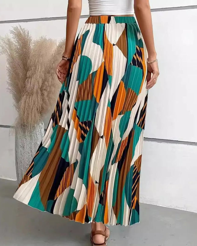Flowy A Line Print Skirt.