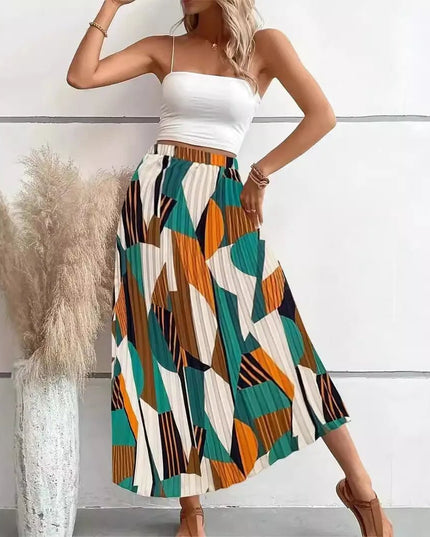 Flowy A Line Print Skirt.