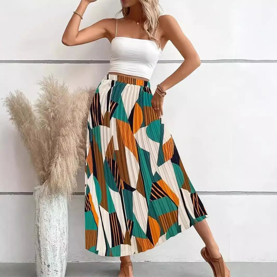 Flowy A Line Print Skirt.