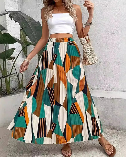 Flowy A Line Print Skirt.