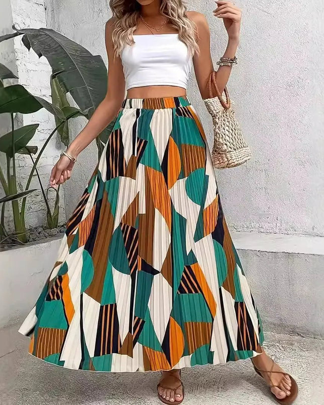 Flowy A Line Print Skirt.