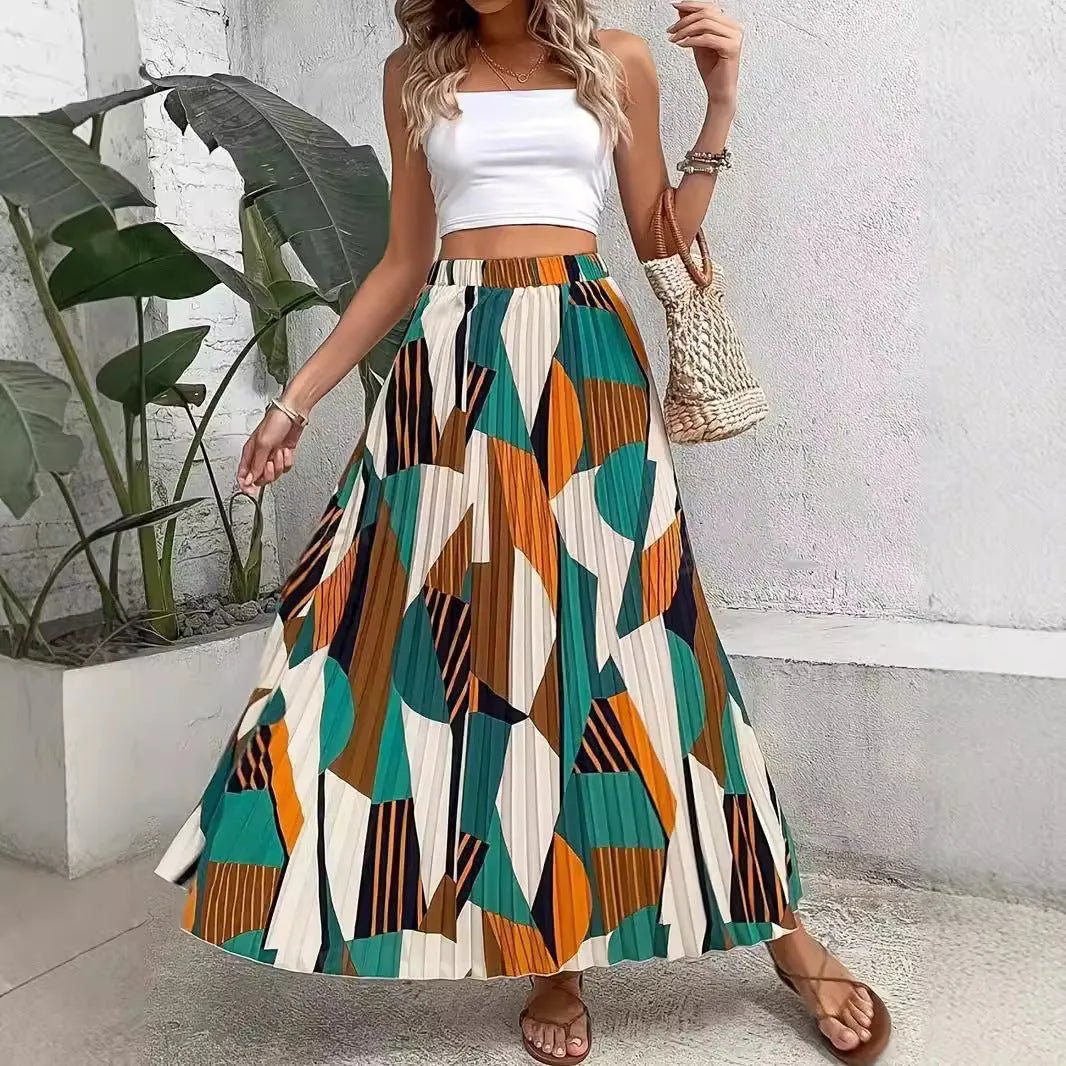 Flowy A Line Print Skirt.