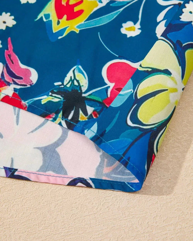 Flowy Floral Blouse with Ruffle Sleeves.