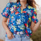 Flowy Floral Blouse with Ruffle Sleeves.
