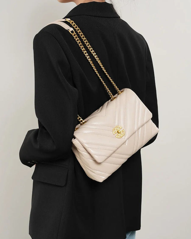 Genuine Leather Chain Crossbody Bag.