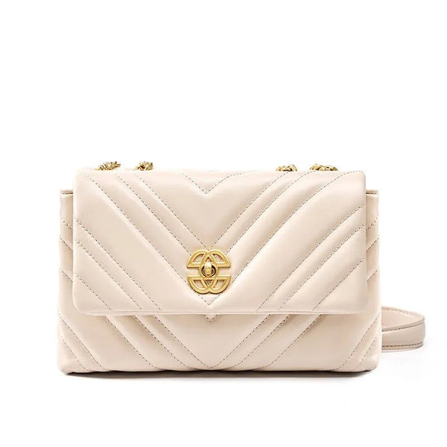 Genuine Leather Chain Crossbody Bag.