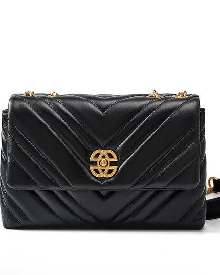 Genuine Leather Chain Crossbody Bag.