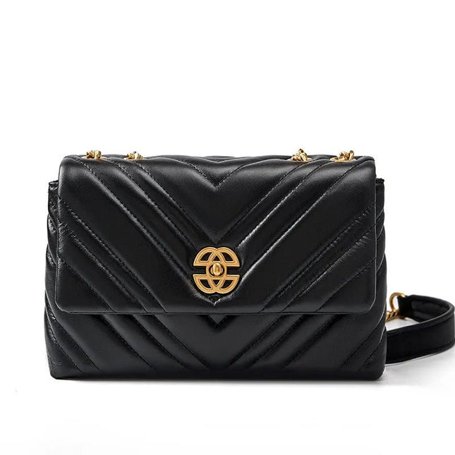 Genuine Leather Chain Crossbody Bag.