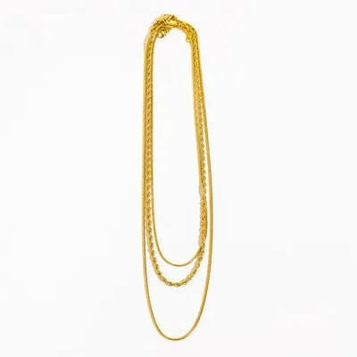 Gold Plated Titanium Steel Three Layered Necklace.