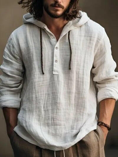Half Button Long Sleeve Hoodie.