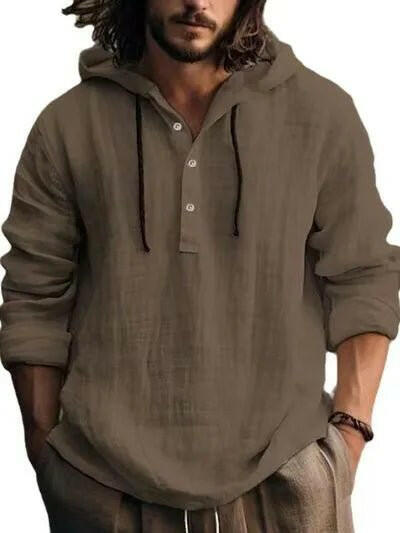 Half Button Long Sleeve Hoodie.