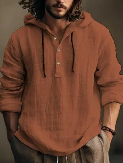 Half Button Long Sleeve Hoodie.