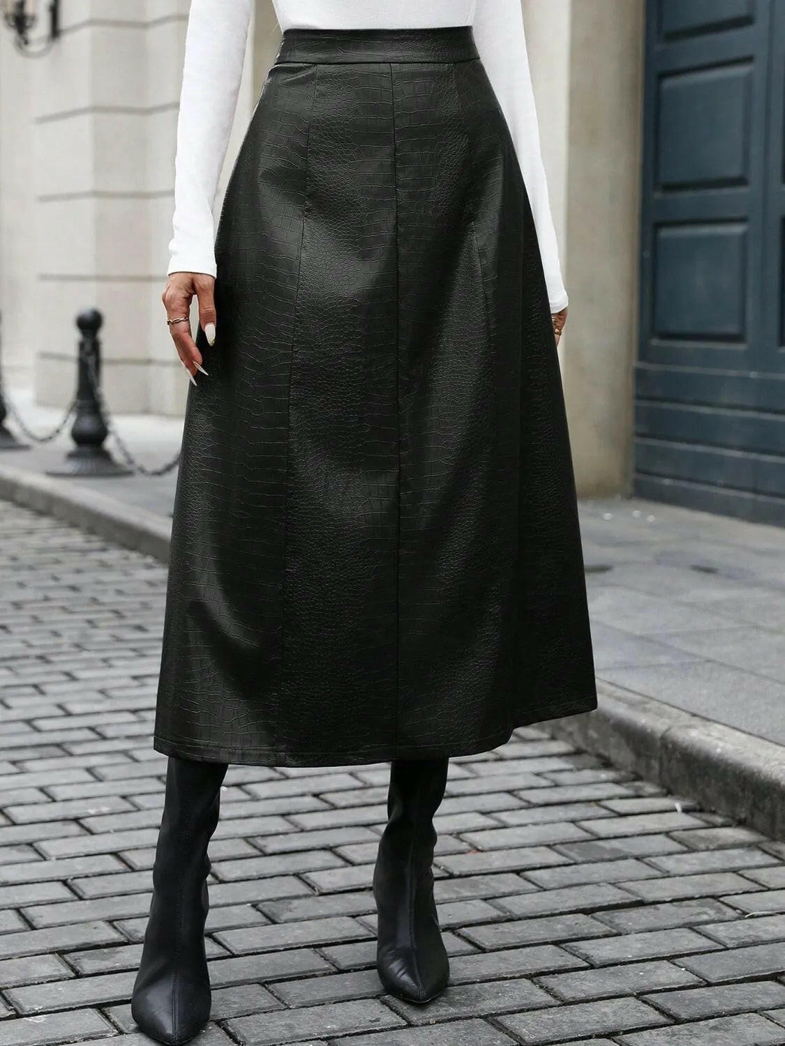 High Waist Midi Skirt.