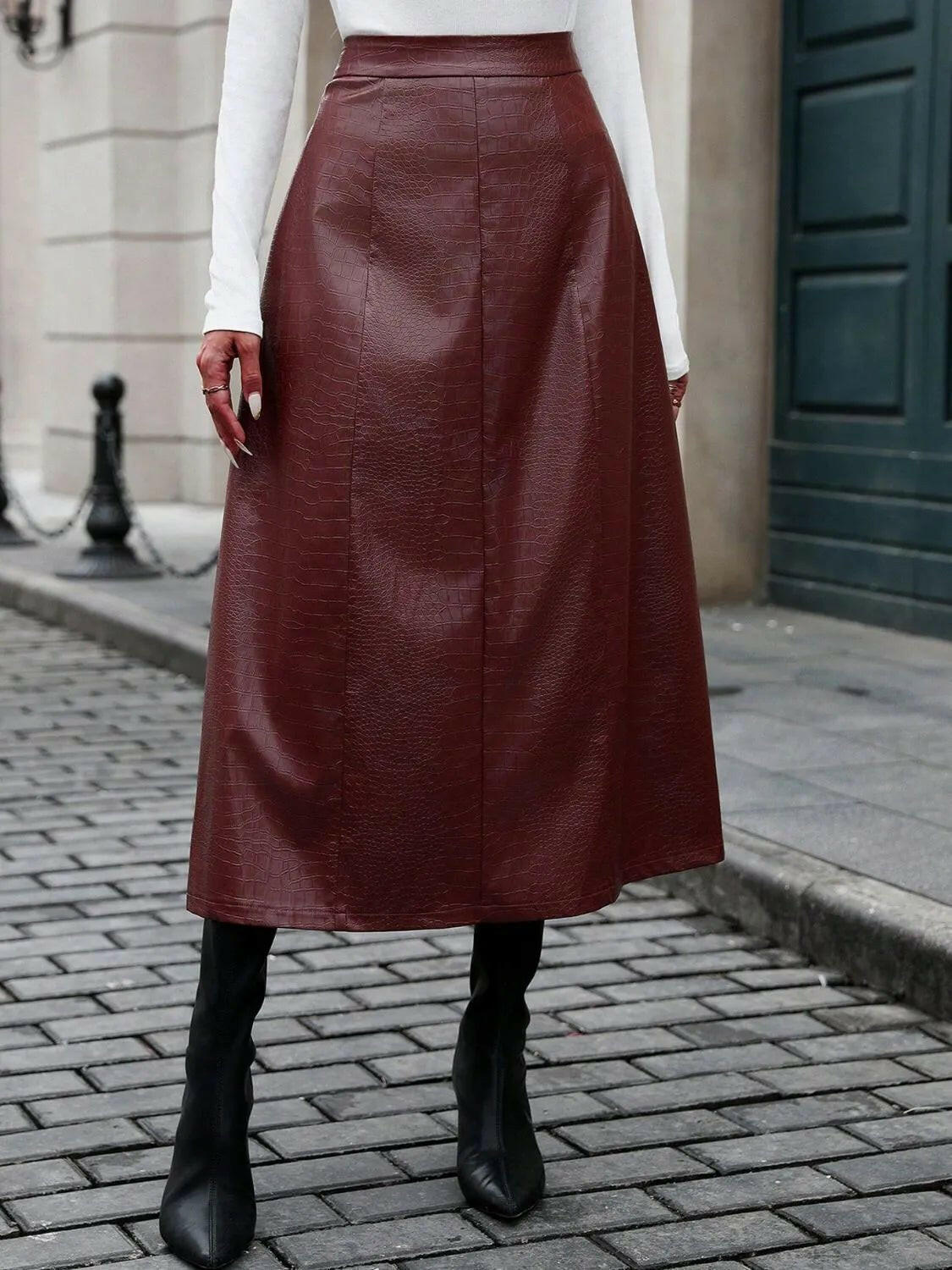High Waist Midi Skirt.