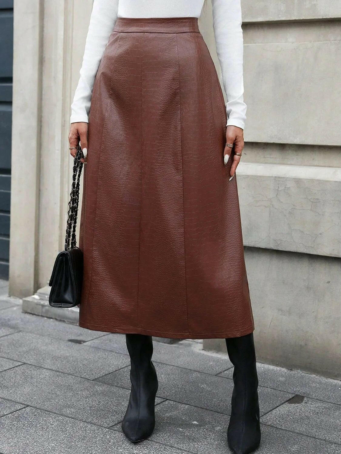 High Waist Midi Skirt.