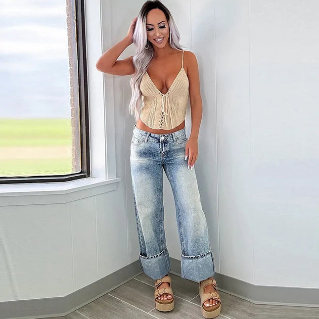 High Waist Retro Straight Leg.