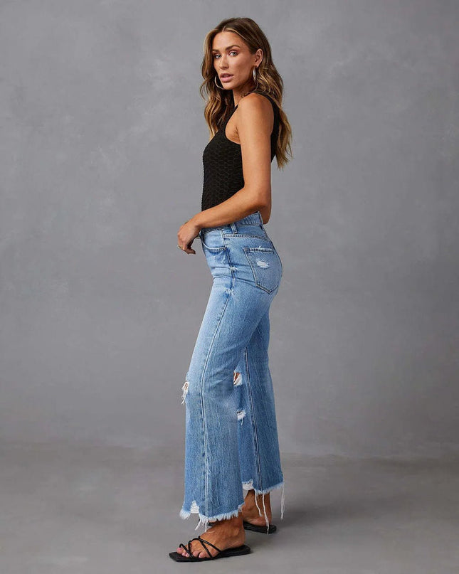 High Waist Trousers Wide Leg Pants Jeans.