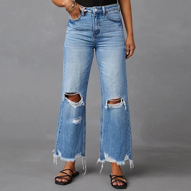 High Waist Trousers Wide Leg Pants Jeans.