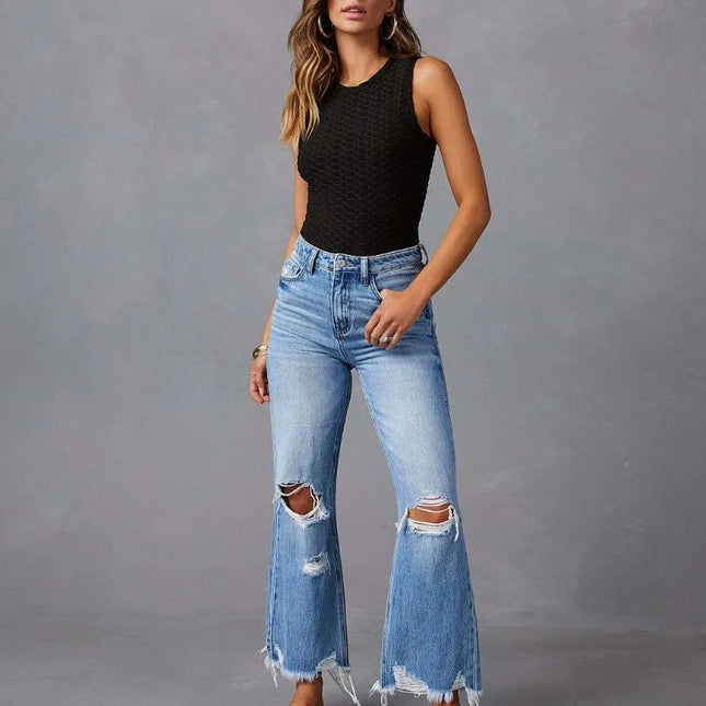 High Waist Trousers Wide Leg Pants Jeans.