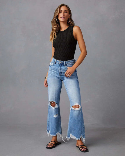 High Waist Trousers Wide Leg Pants Jeans.