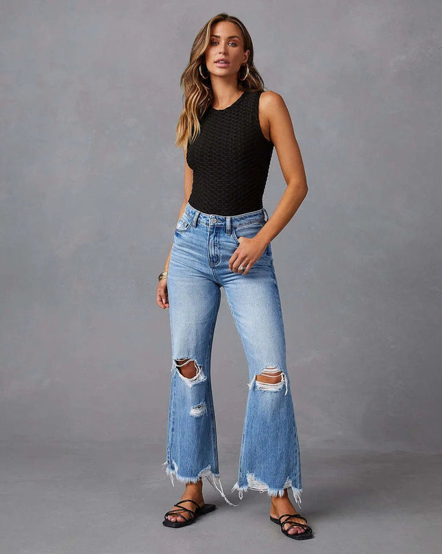 High Waist Trousers Wide Leg Pants Jeans.