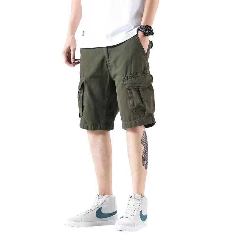 Industrial-Style Heavy Overalls Shorts.