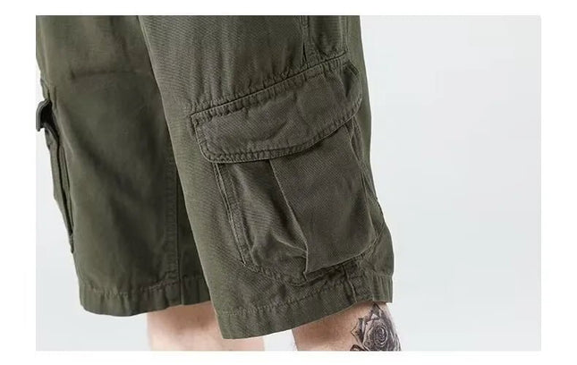 Industrial-Style Heavy Overalls Shorts.
