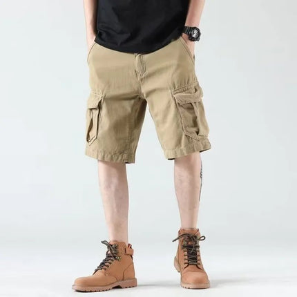 Industrial-Style Heavy Overalls Shorts.