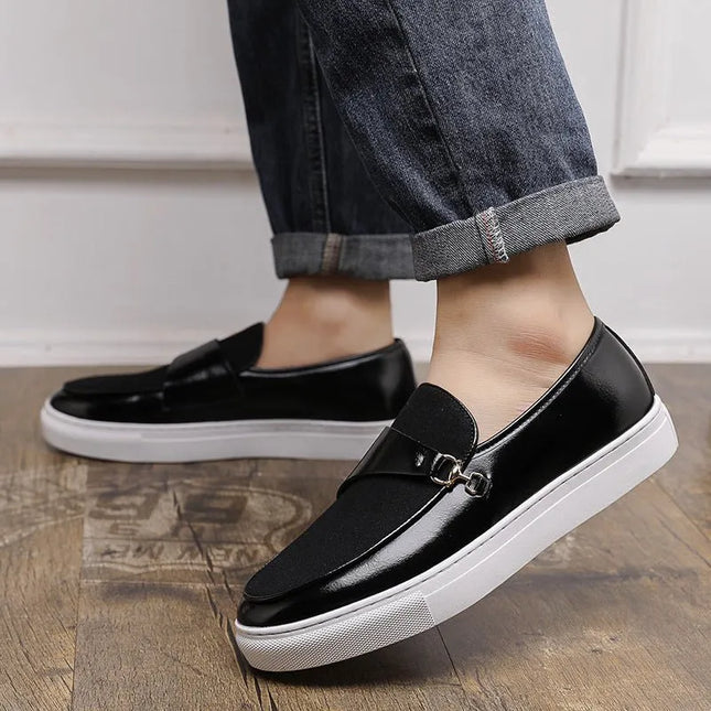 Leather Shoes Horsebit Buckle Slip-on.