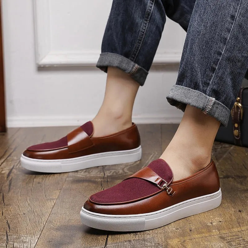 Leather Shoes Horsebit Buckle Slip-on.