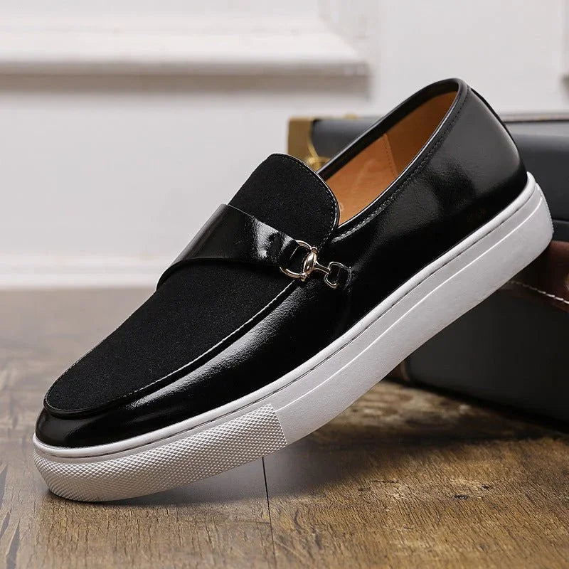 Leather Shoes Horsebit Buckle Slip-on.