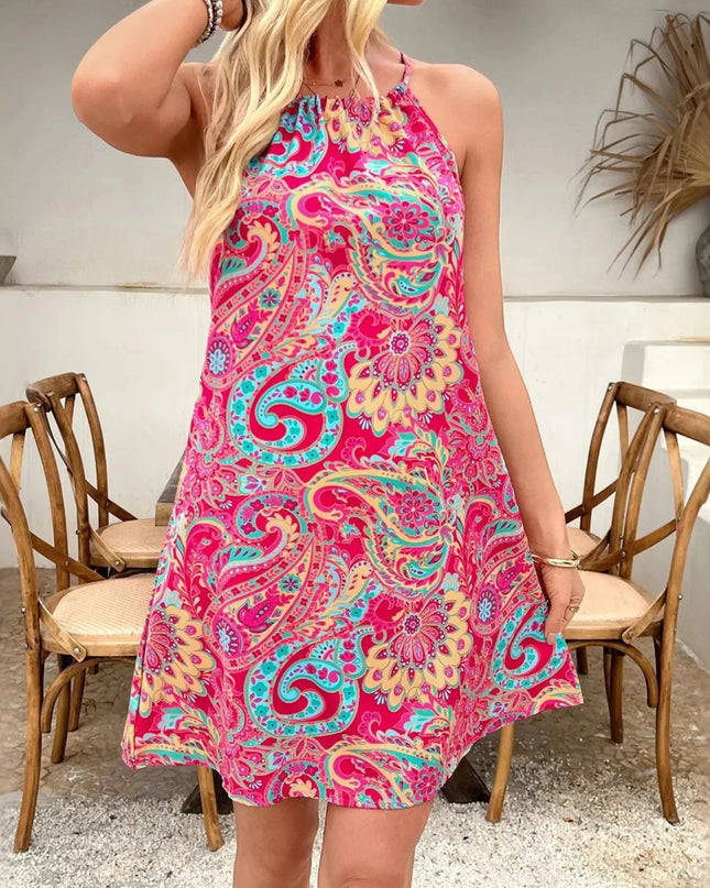 Lightweight Paisley Halter Dress for Summer.
