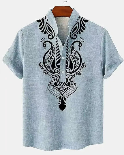 Linen Tribal Totem Pullover Shirt.