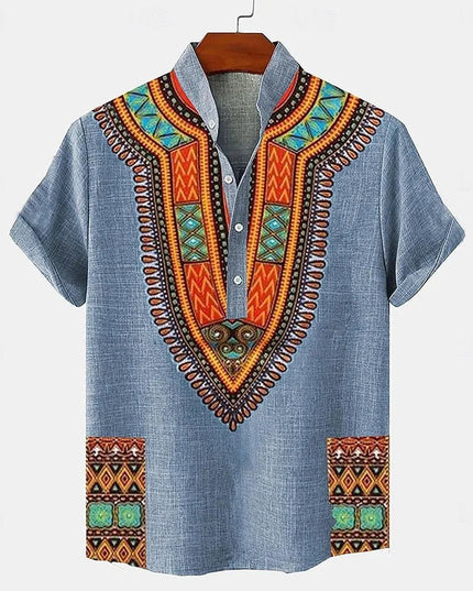 Linen Tribal Totem Pullover Shirt.