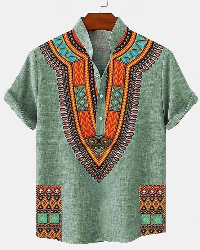 Linen Tribal Totem Pullover Shirt.