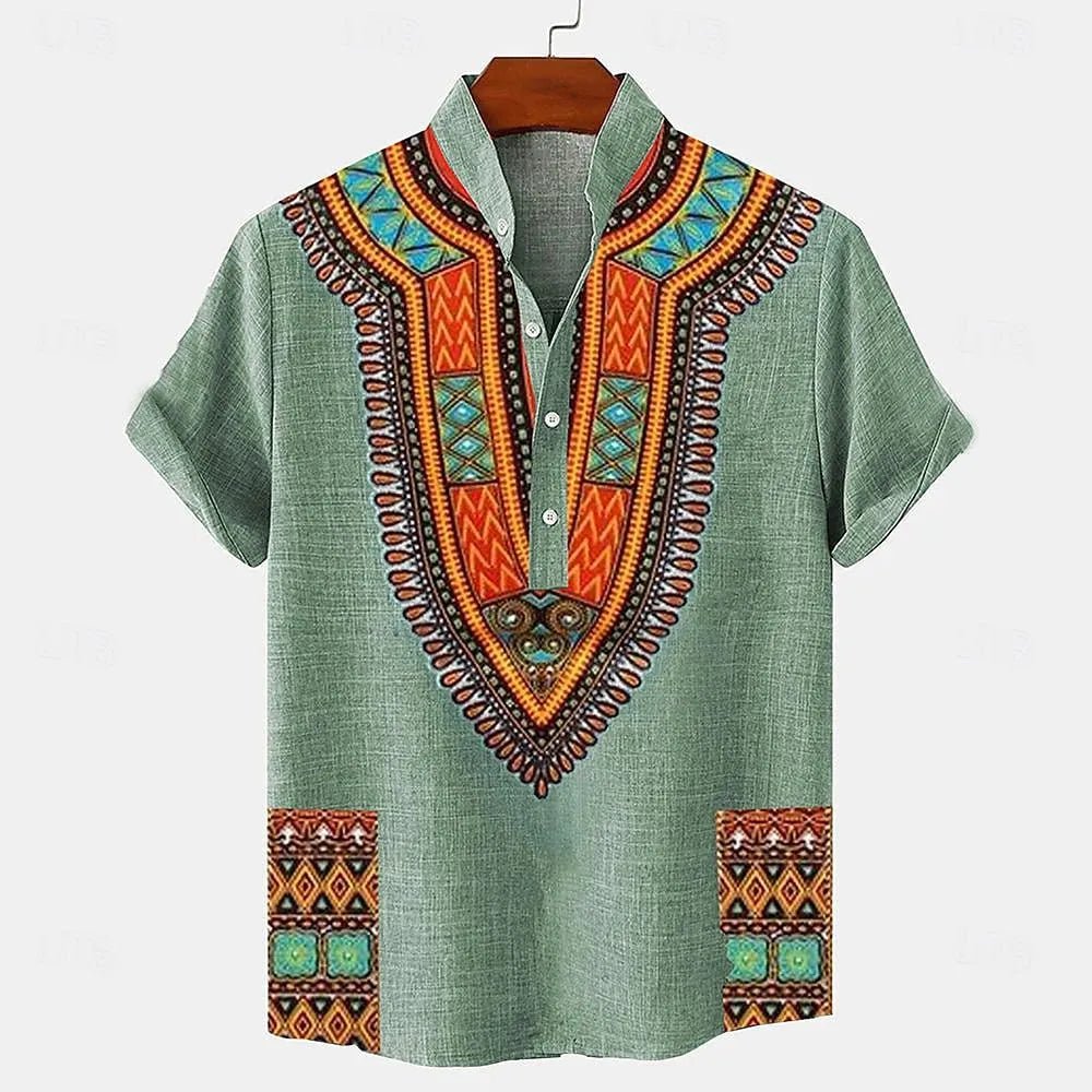 Linen Tribal Totem Pullover Shirt.