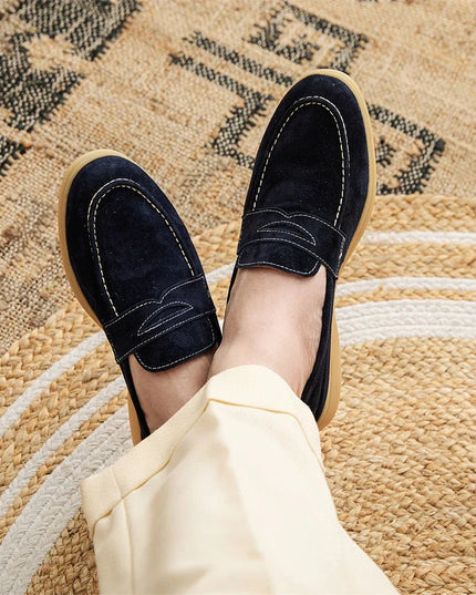 Loafers With Round Toe Suede Slip-ons.