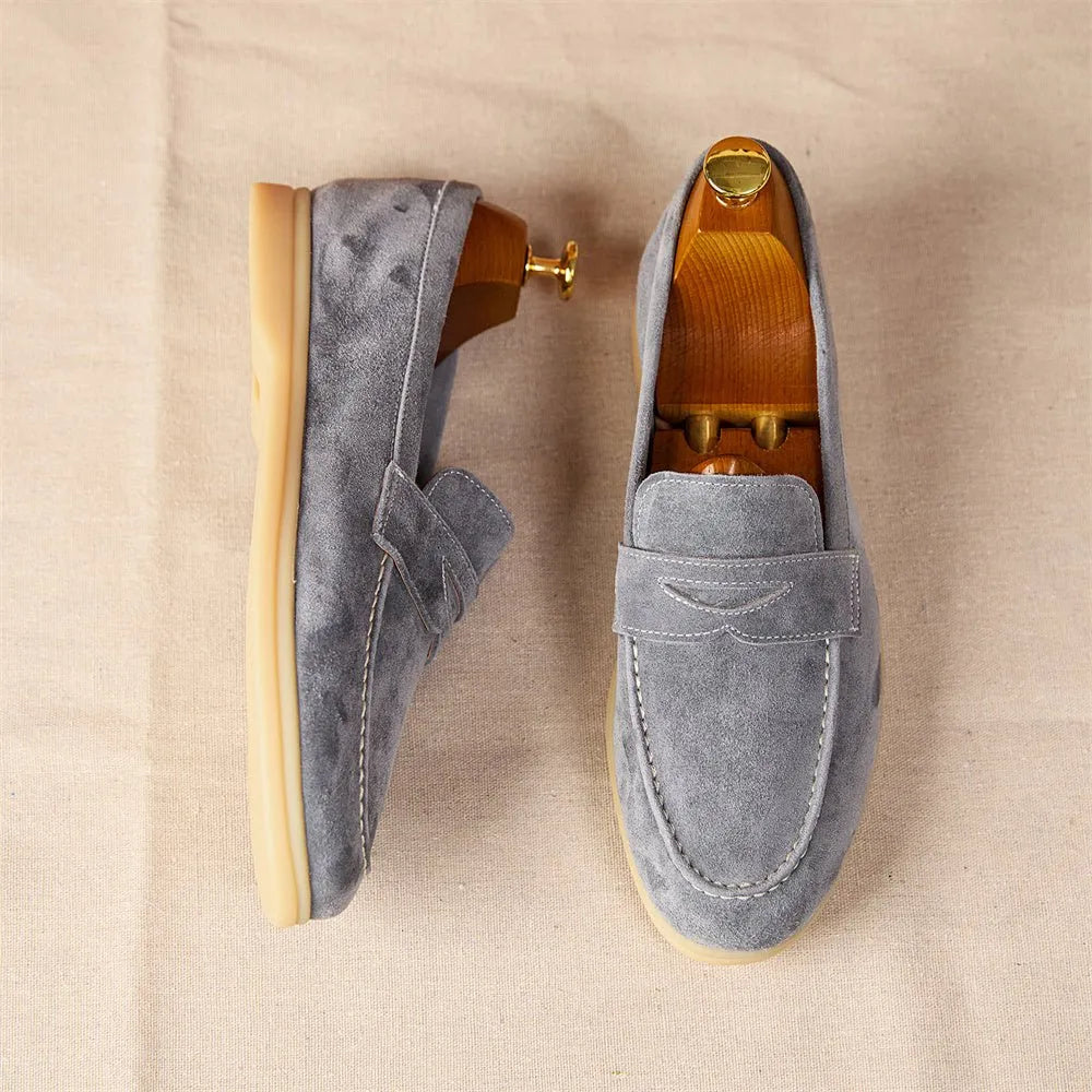 Loafers With Round Toe Suede Slip-ons.