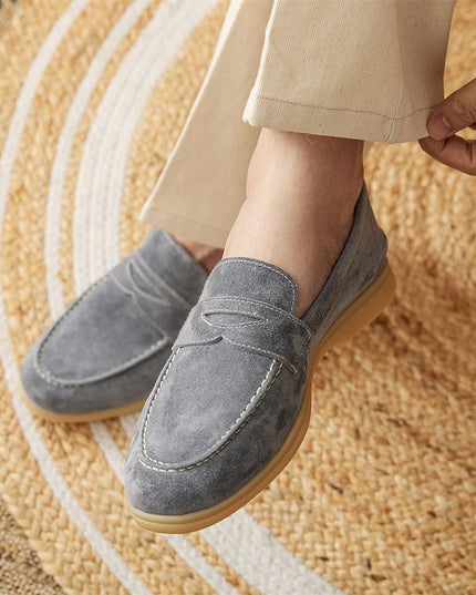 Loafers With Round Toe Suede Slip-ons.