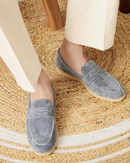 Loafers With Round Toe Suede Slip-ons.