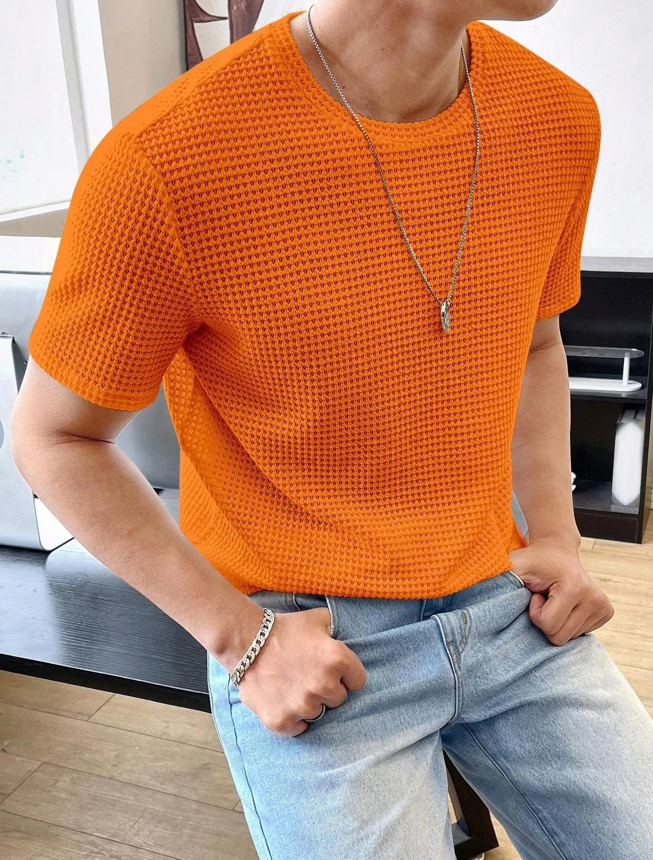 Loose Fit Solid Color T-Shirt.