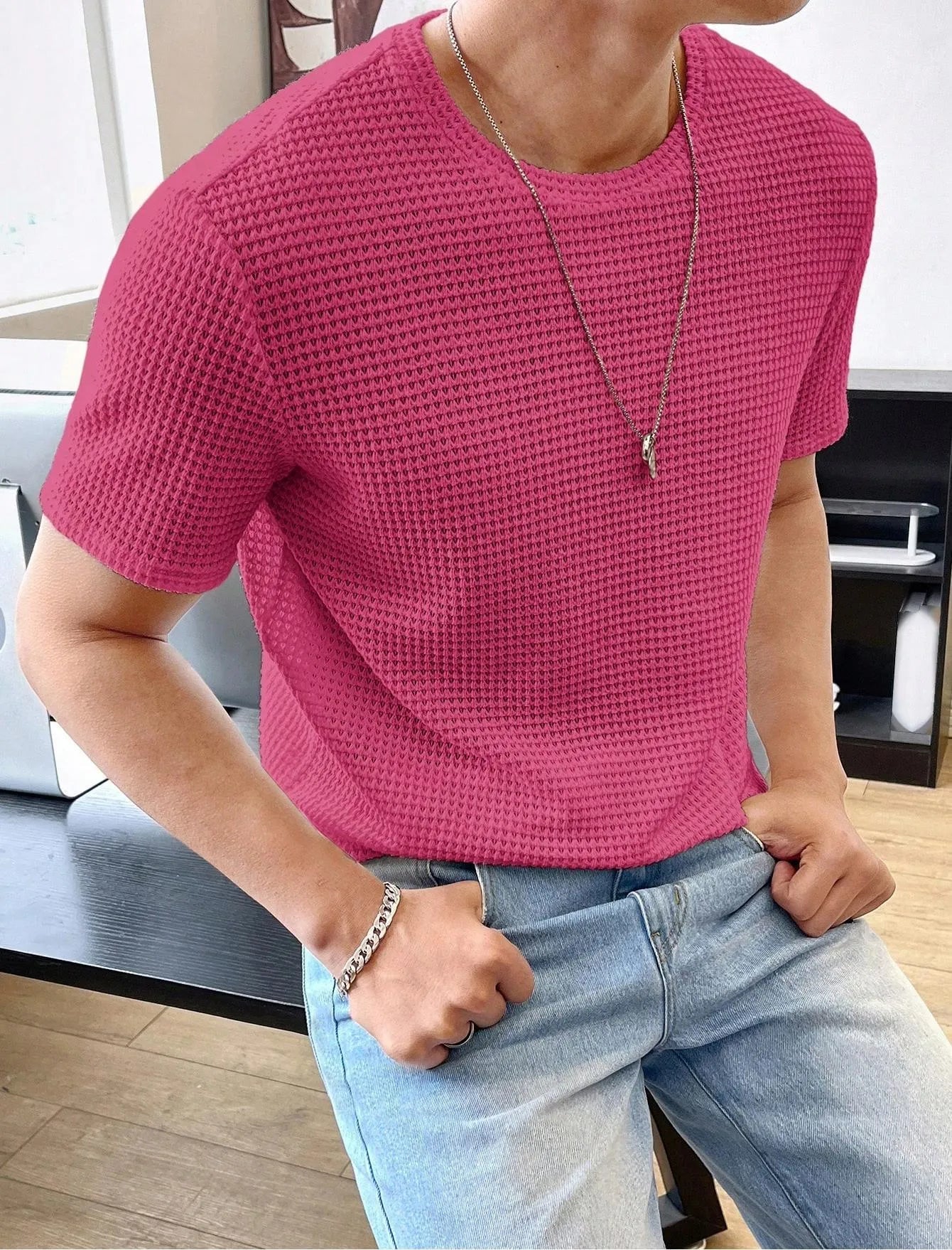 Loose Fit Solid Color T-Shirt.